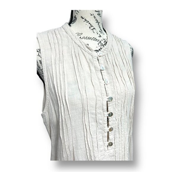 Blanco by Nature Suza Dress Beige 100% Peruvian Cotton Mini Shift Cottagecore L - Picture 4 of 9